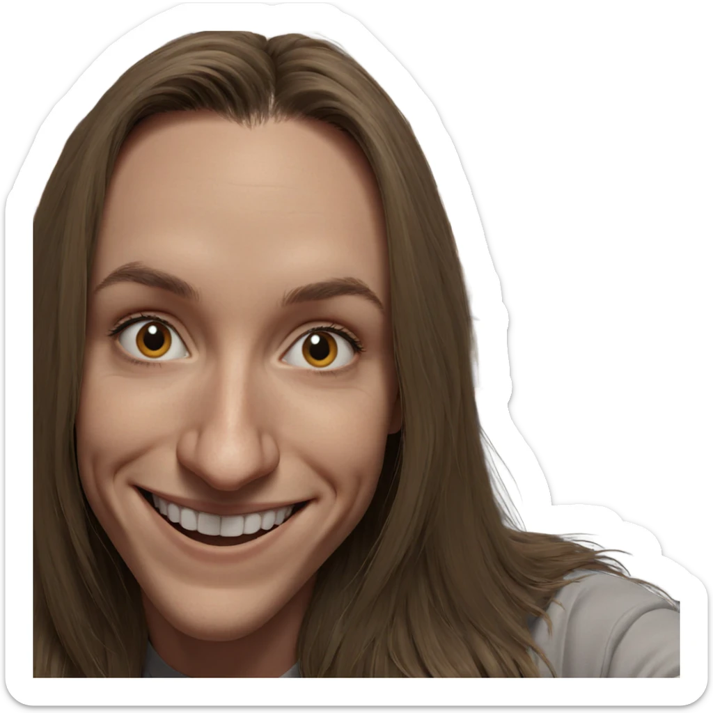 smiling solo portrait with long hair sticker