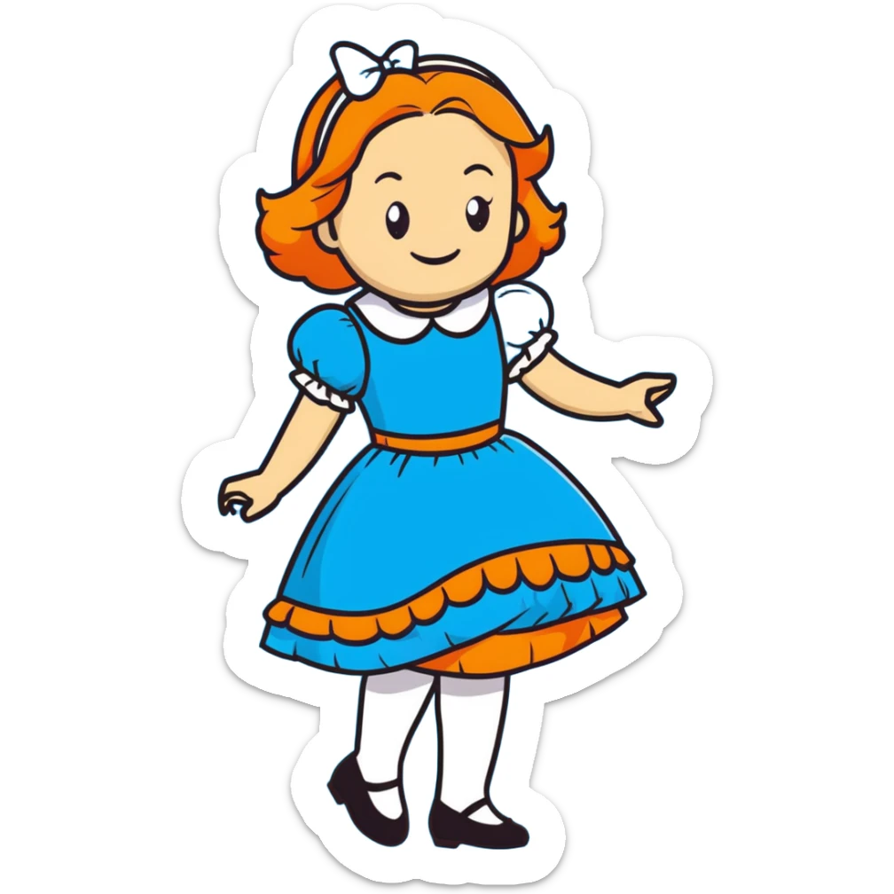 Disney's animated Alice in Wonderland curtseying with a bright cheerful smile in her blue dress sticker