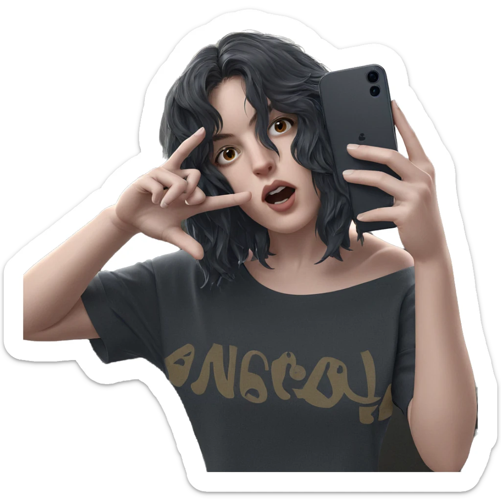 girl with phone in hand sticker