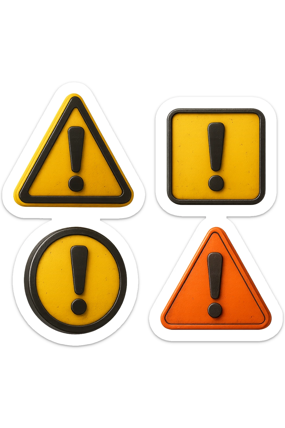 SEGNALI DI PERICOLO CON PUNTO ESCLAMATIVO 3D FLUTTUANO IN ARIA, IPERREALISTICI 4K sticker