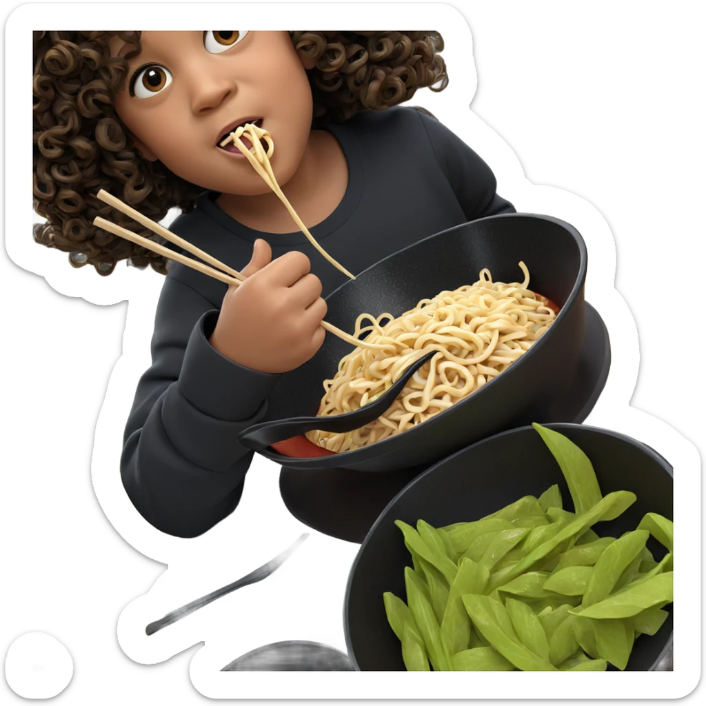 girl enjoying ramen noodles sticker