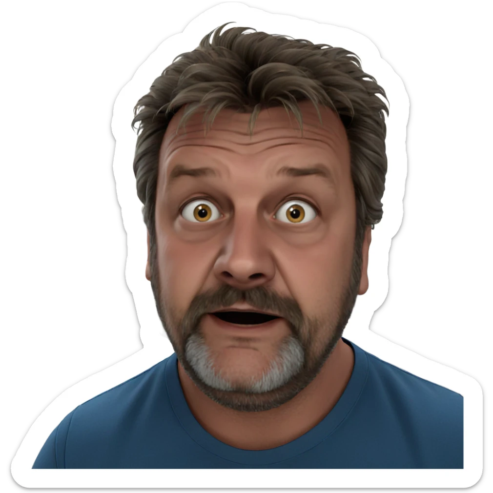 portrait of a wide-eyed man sticker