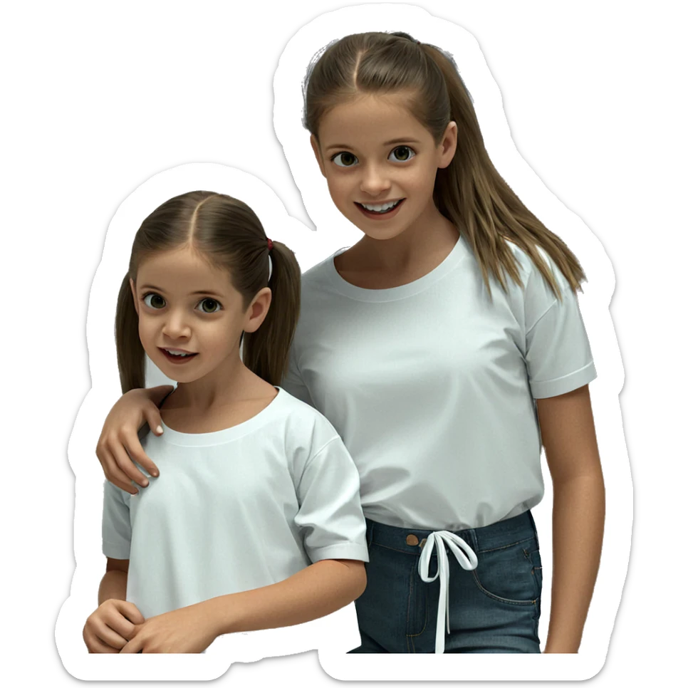 girls smiling in white shirts sticker