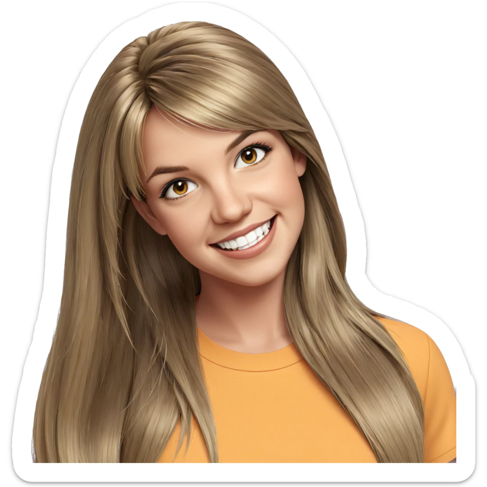 smiling girl with long hair sticker