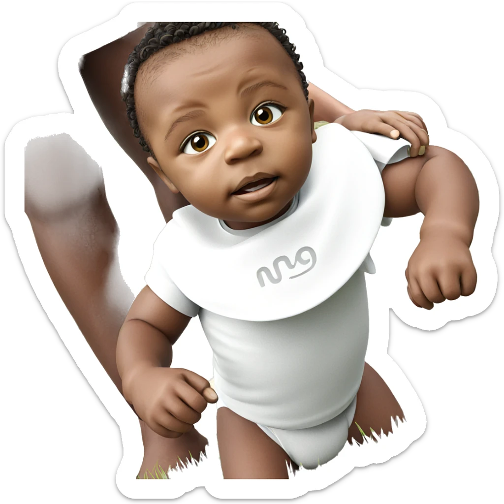 curious boy in grassy field sticker