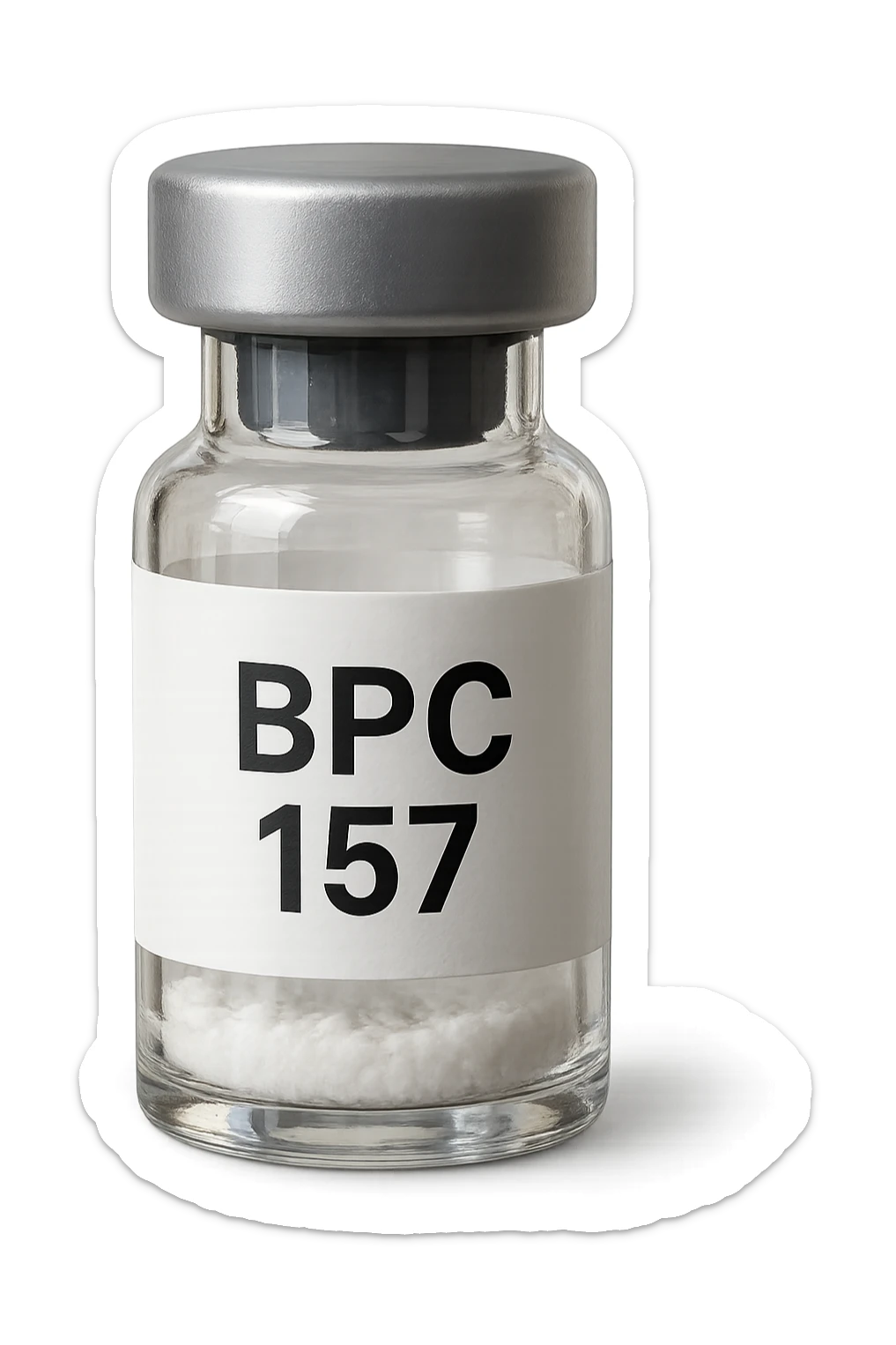 BOCCETTA DI FIALA MEDICA CON LA SCRITTA "BPC 157" SULL'ETICHETTA, iperrealistiche 4k sticker