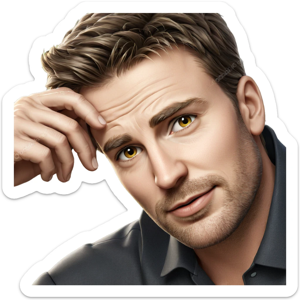 male portrait with apple outdoors sticker