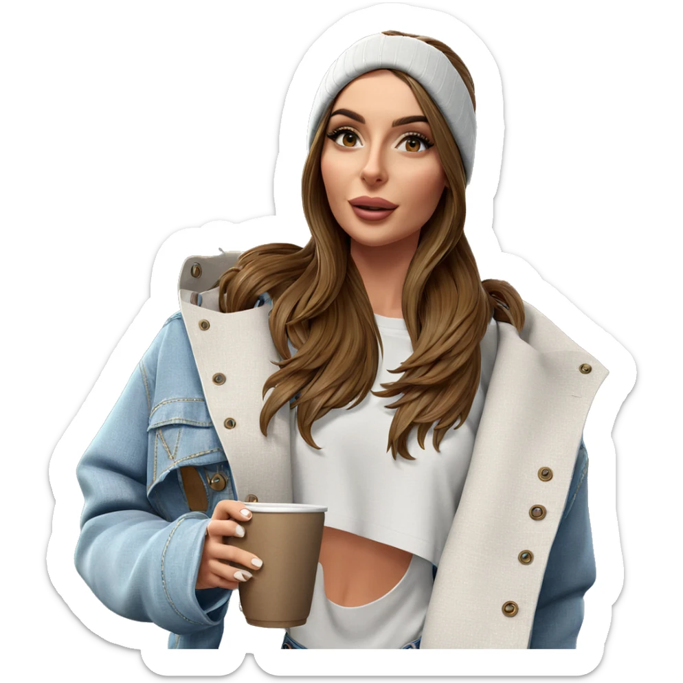 girl with cup and denim sticker