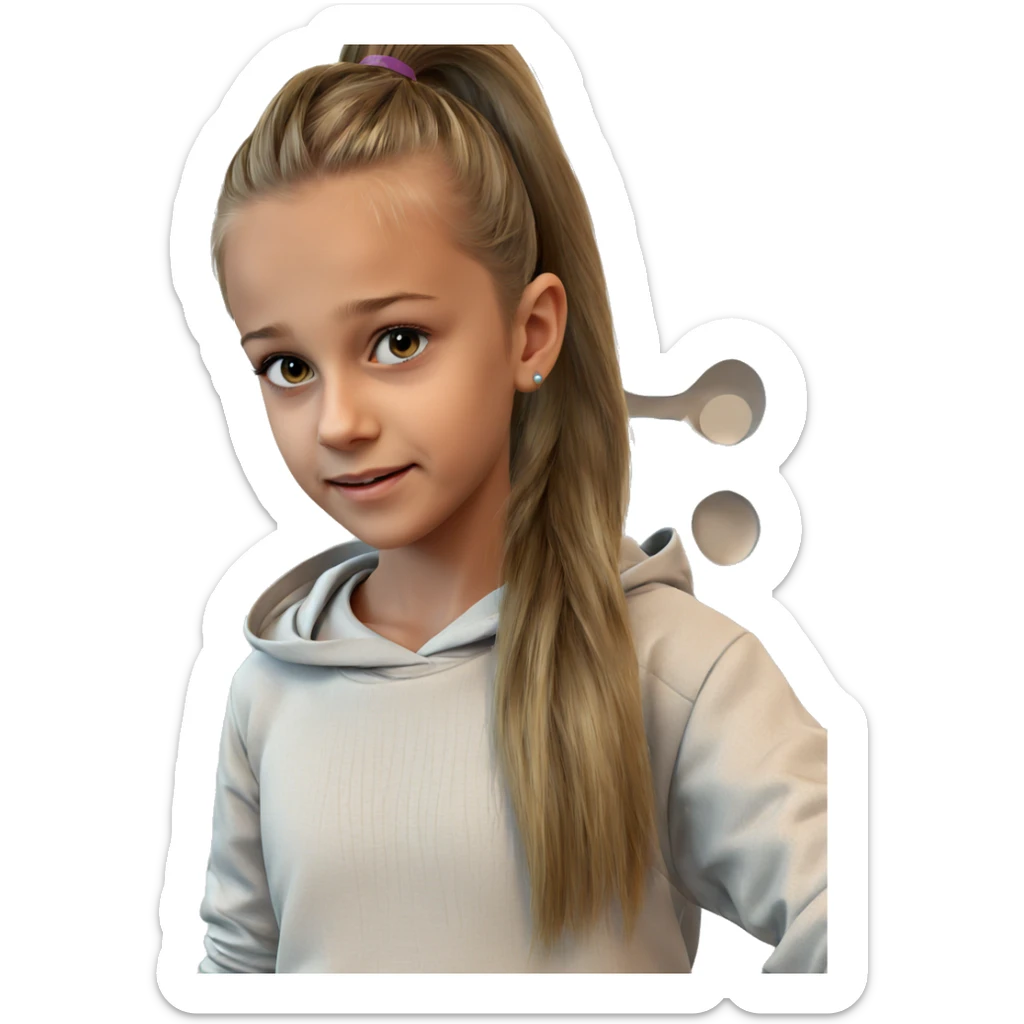 smiling girl with ponytail sticker