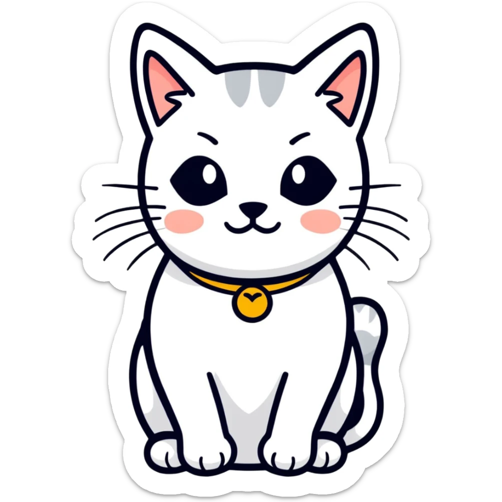 A cute cat emoji in the style of cartoonish stickers. sticker