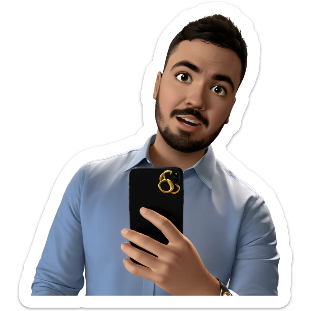 holding a phone and ring sticker