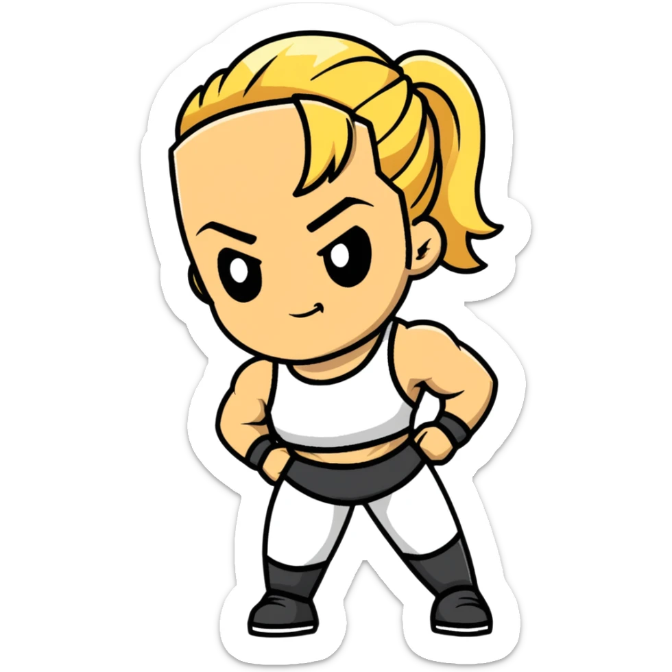 Hun from Teenage Mutant Ninja Turtles, muscular gang leader with blonde ponytail sticker
