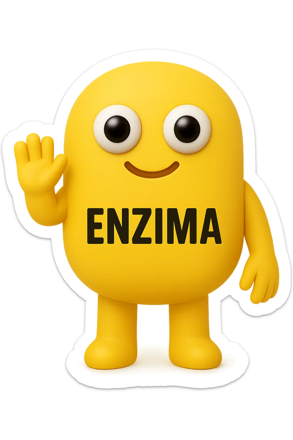 FALLO IDENTICO MA CON LA SCRITTA ENZIMA IN ITALIANO SUL CORPO. emoji con enzima umano con occhi 3d con la scritta "ENZIMA" SUL CORPO IN ITALIANO sticker