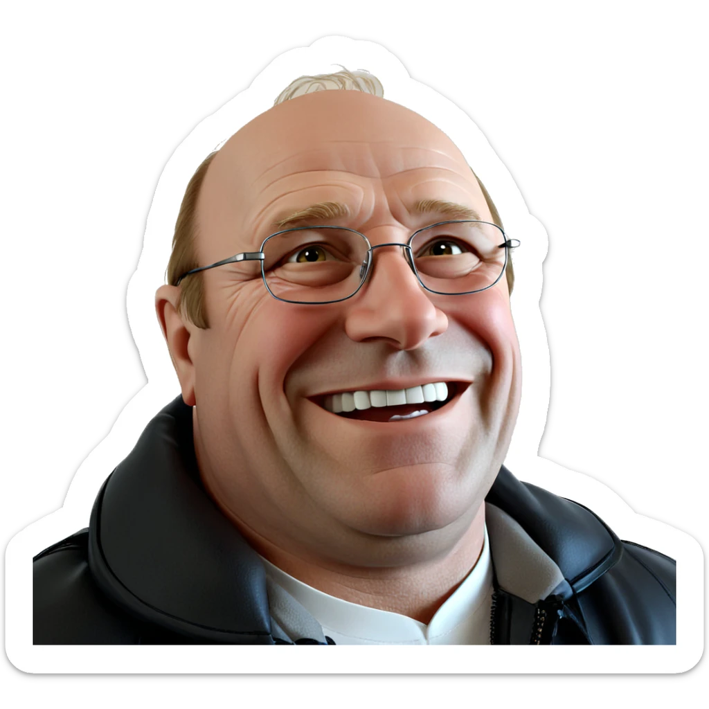 bald man in jacket portrait sticker
