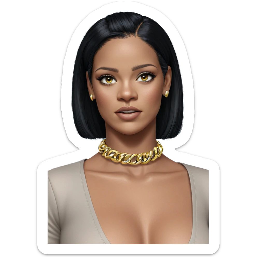 girl with black hair jewelry sticker