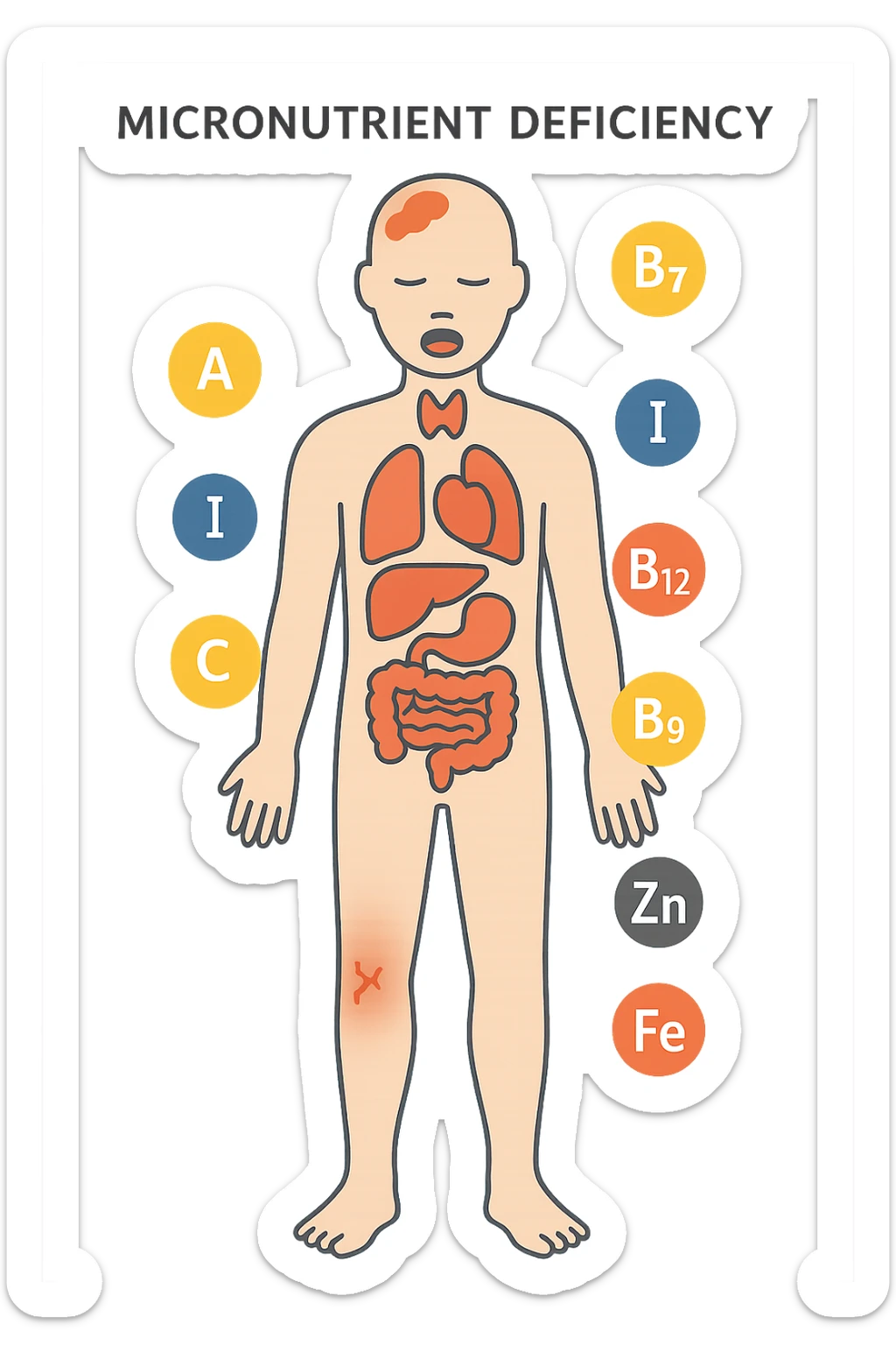 corpo umano in carenza di micronutrienti sticker