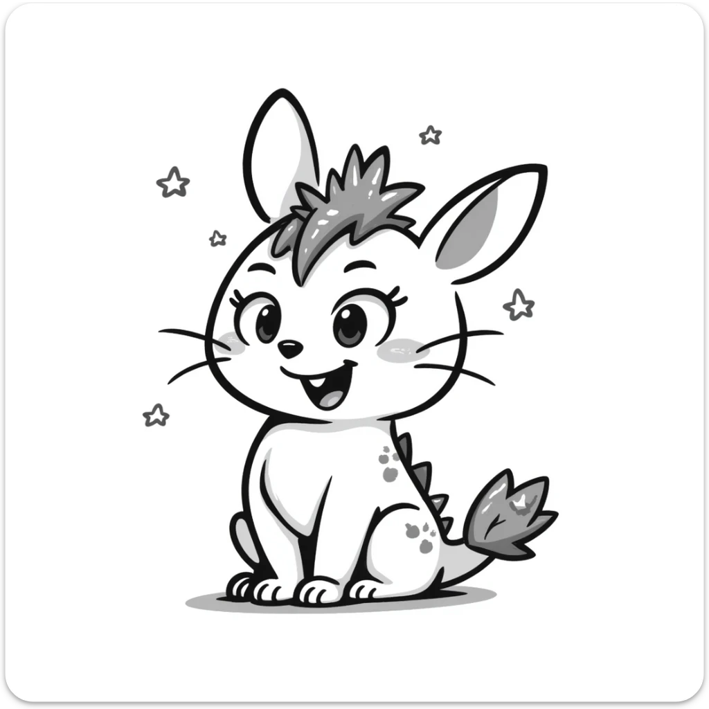 anime style bunny plant dragon with spikes, big expressive anime eyes, cute but fierce looking, detailed anime art style sticker