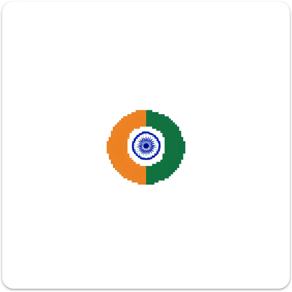 Detailed pixel art of Indian national flag with saffron, white and green colors sticker