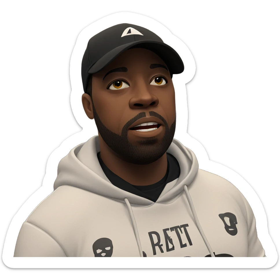 cool guy in white hoodie sticker