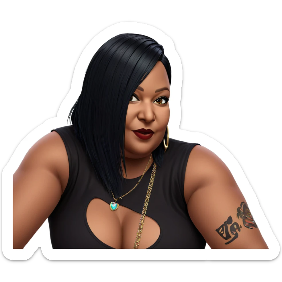 black-haired beauty with tattoos sticker