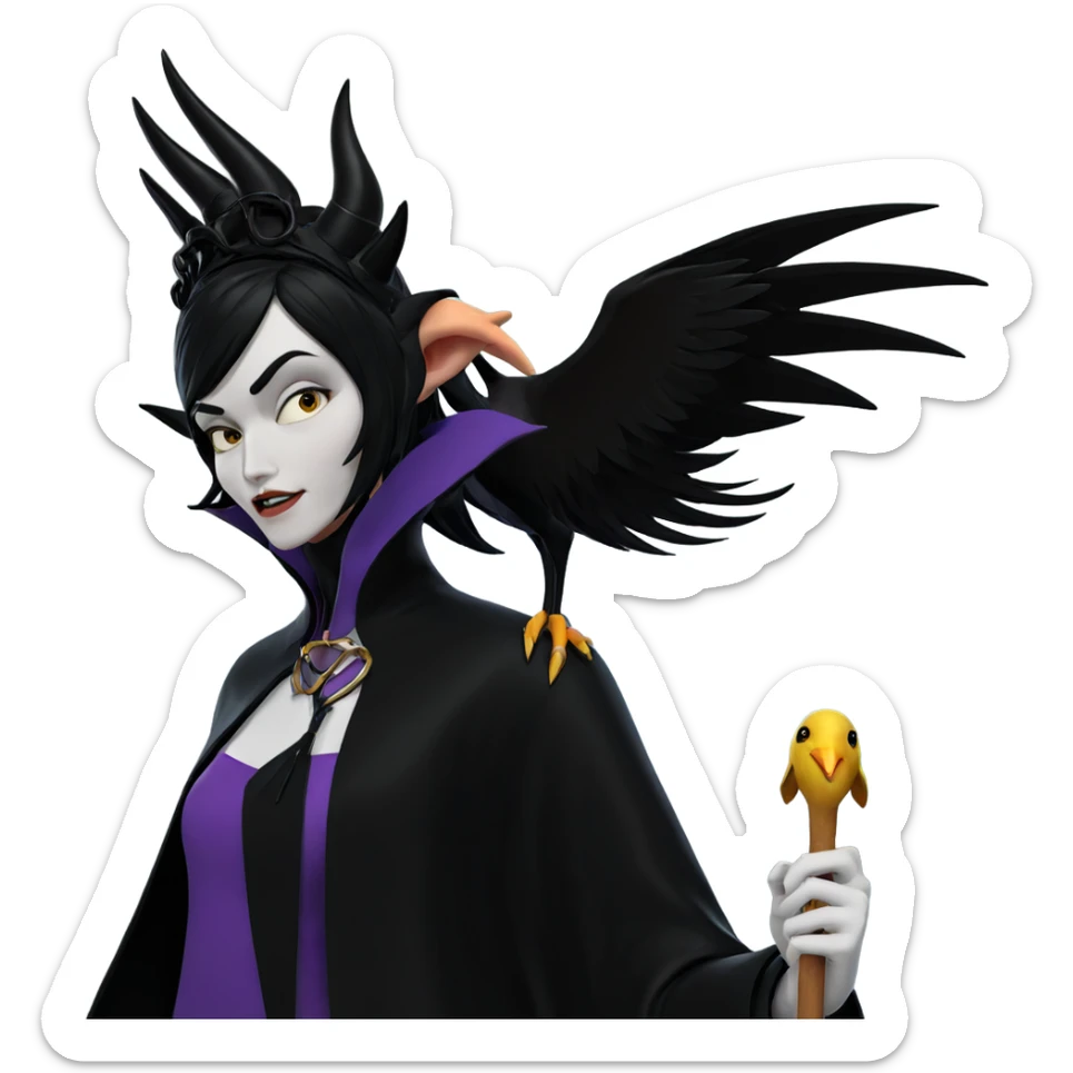 girl with horns and crow sticker