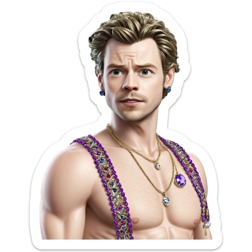 realistic male portrait with jewelry sticker