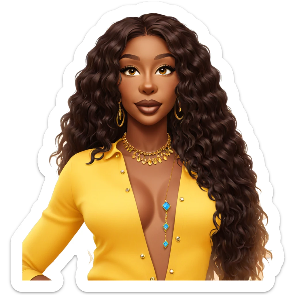 dark-skinned beauty in jewelry sticker