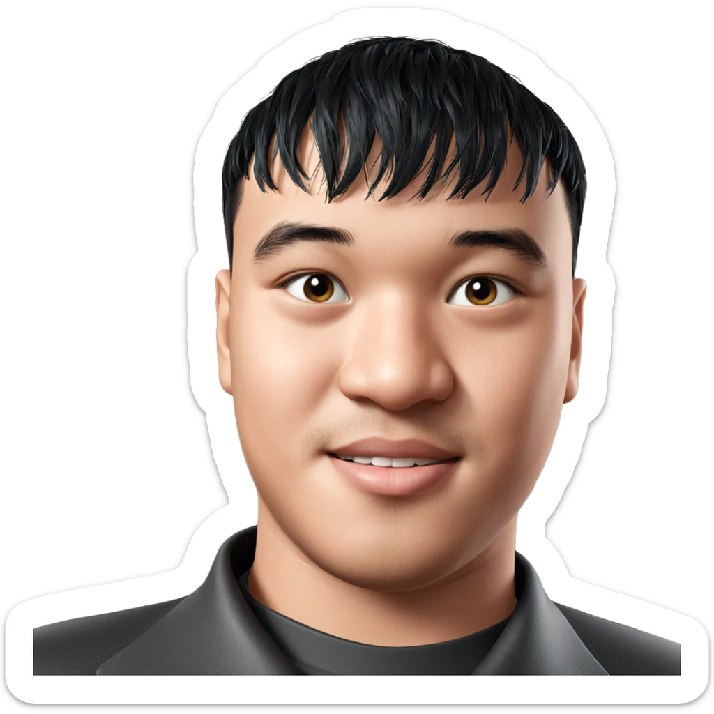 boy with black hair portrait sticker