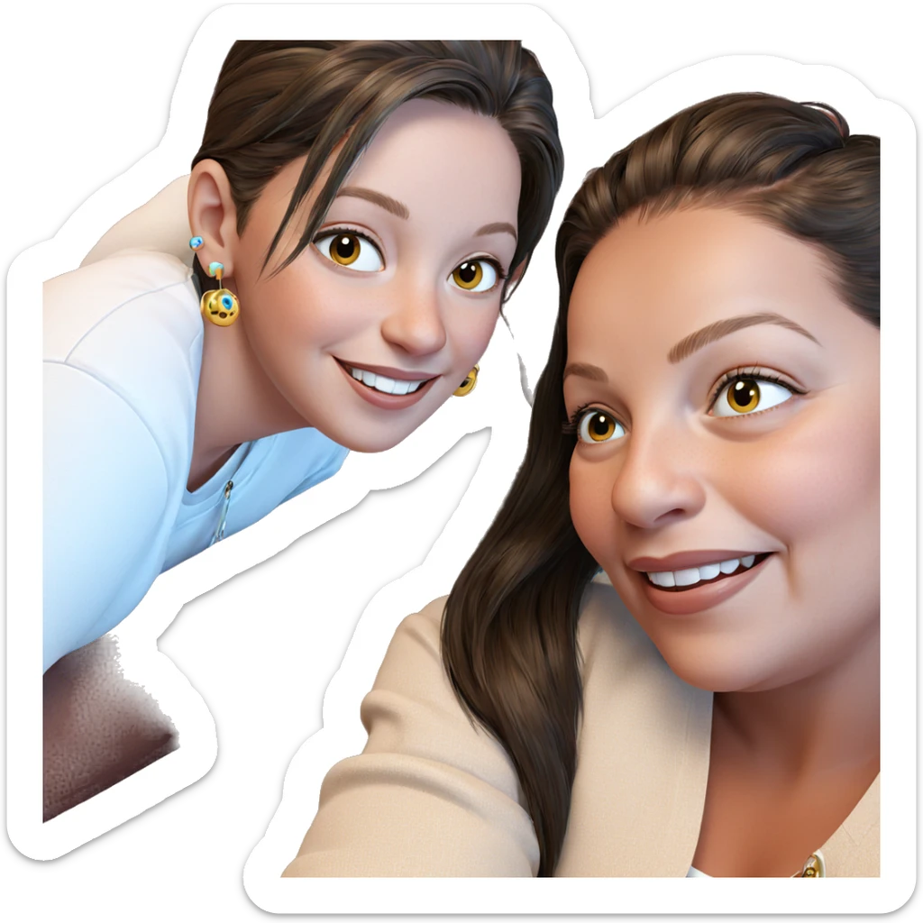 smiling girl with earrings sticker