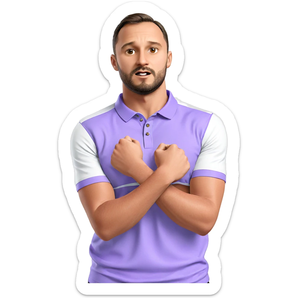 male in purple polo shirt sticker