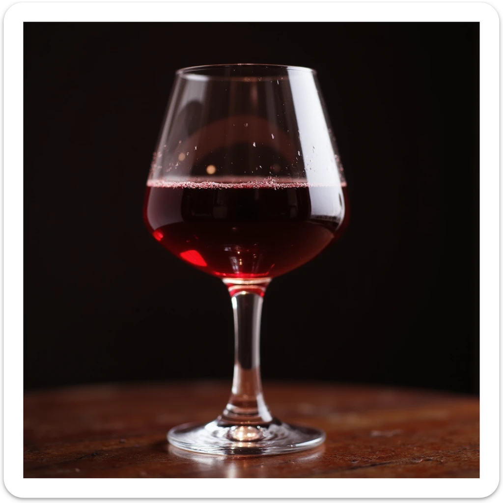 a glass of red wine with light reflections on the glass, photorealistic style, no background sticker