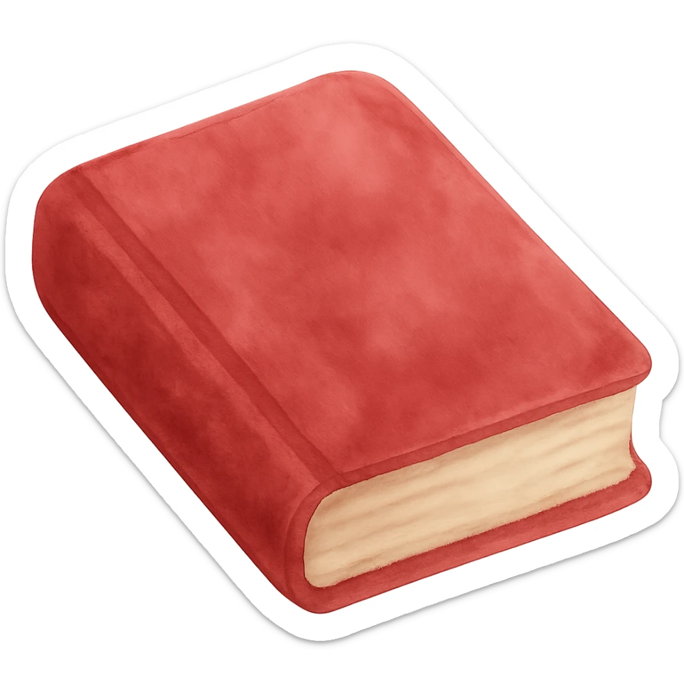 Change the color of the antique closed book to a deeper pink while maintaining the dreamy painterly watercolor style with visible brushstrokes. Keep the transparent background. sticker