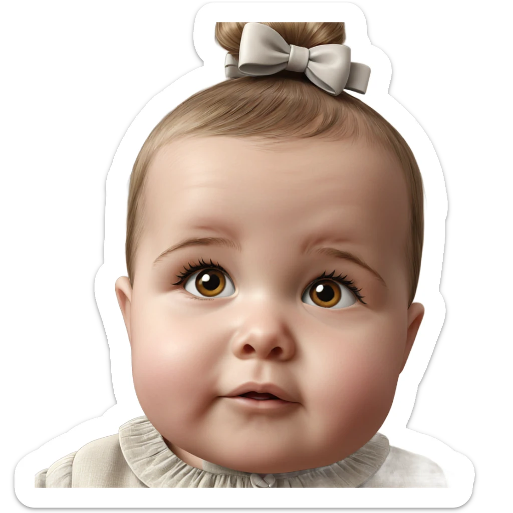 realistic portrait of girl with bow sticker
