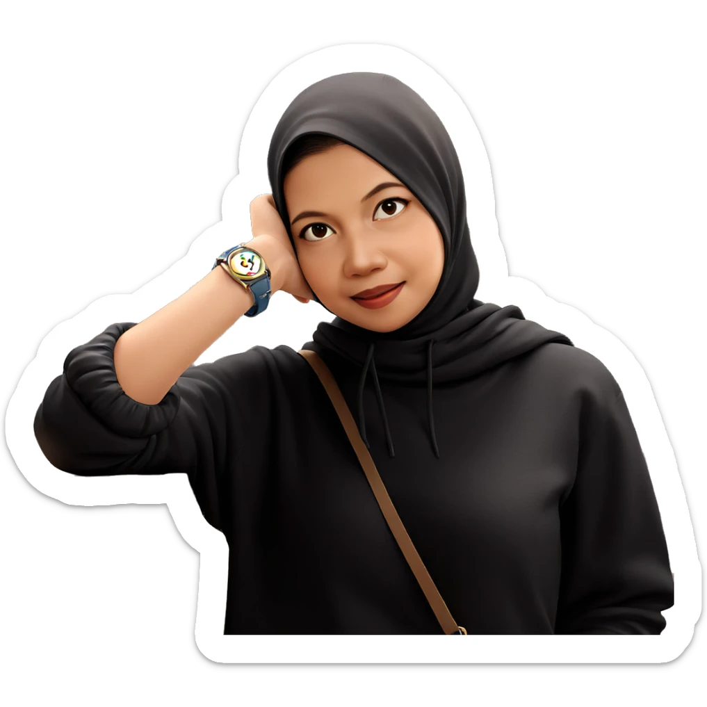 smiling girl outdoors with watch sticker