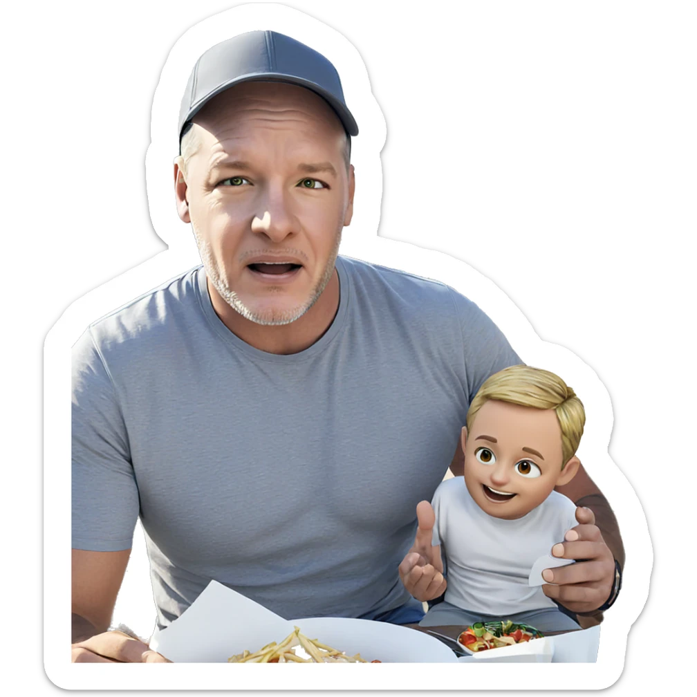 boys enjoying food day sticker