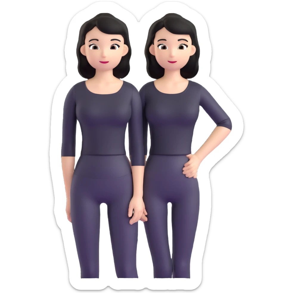 girl with black shoulder-length hair wearing a black tight-fitting top sticker