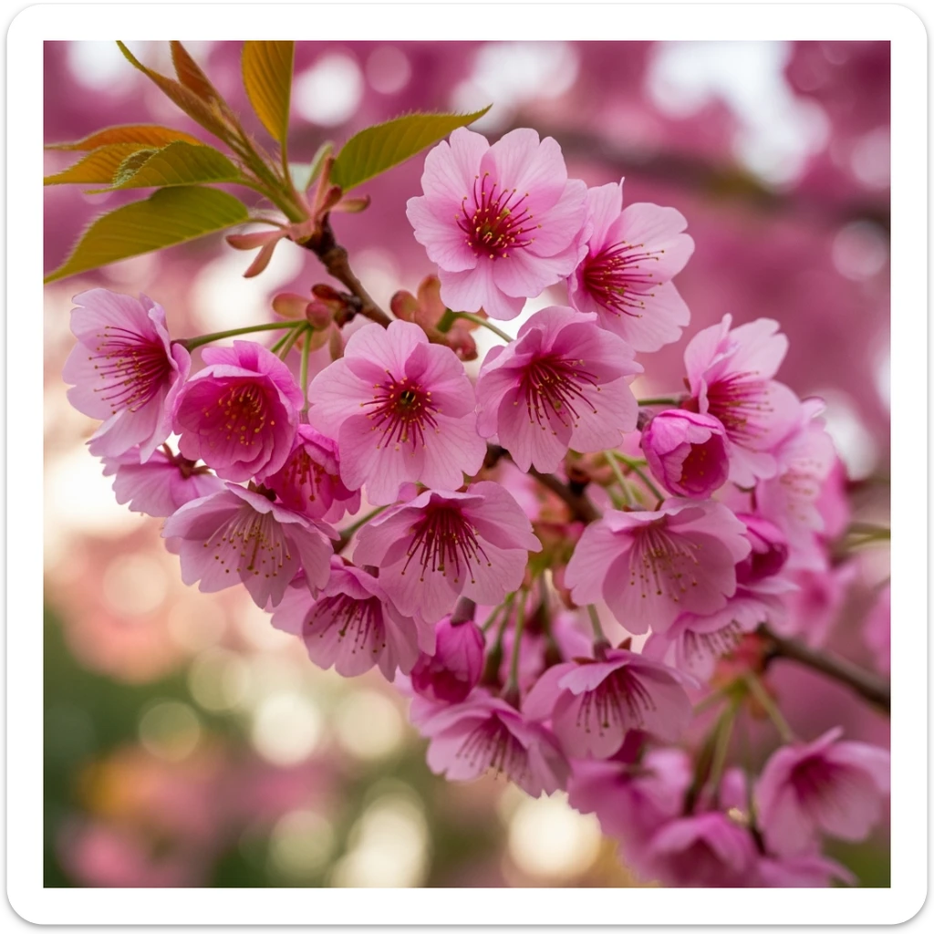 pink cherry blossom cluster, no background sticker
