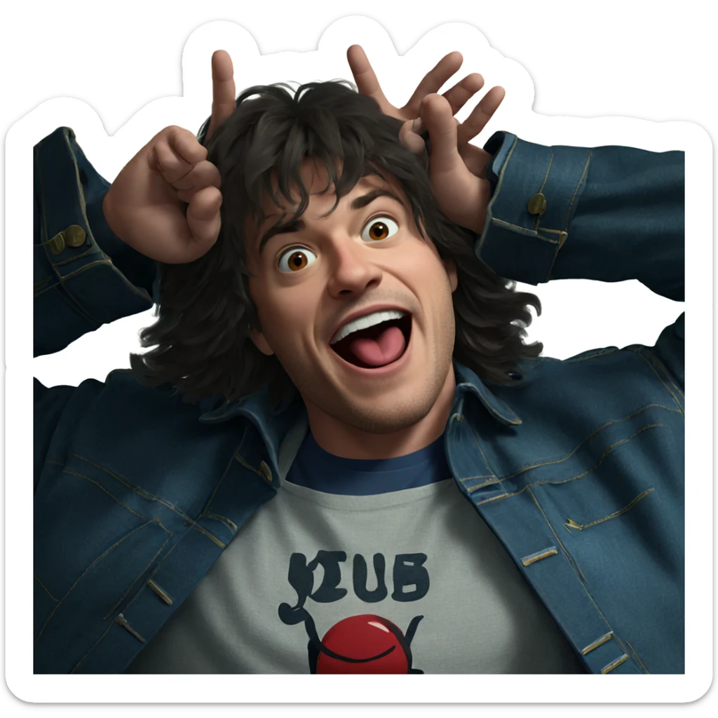 denim jacket parody portrait sticker