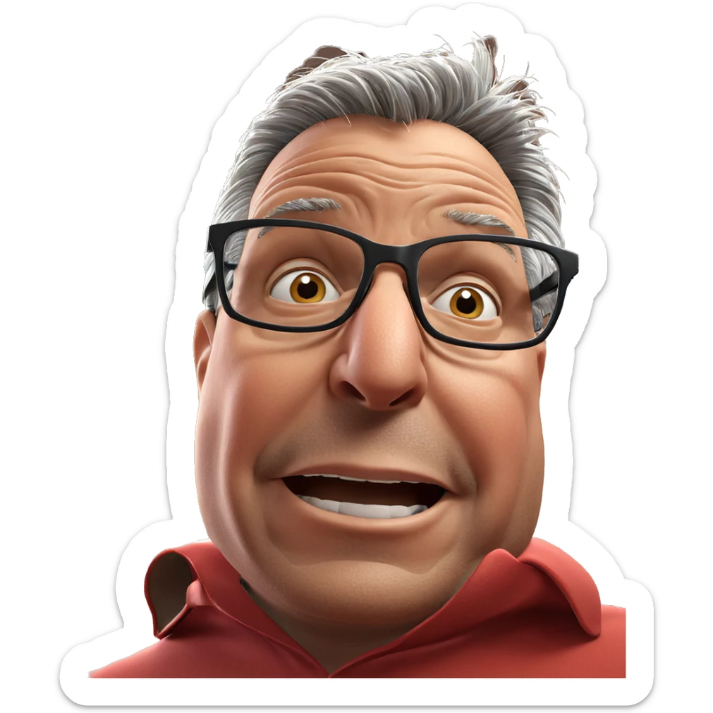 old man with glasses indoors sticker