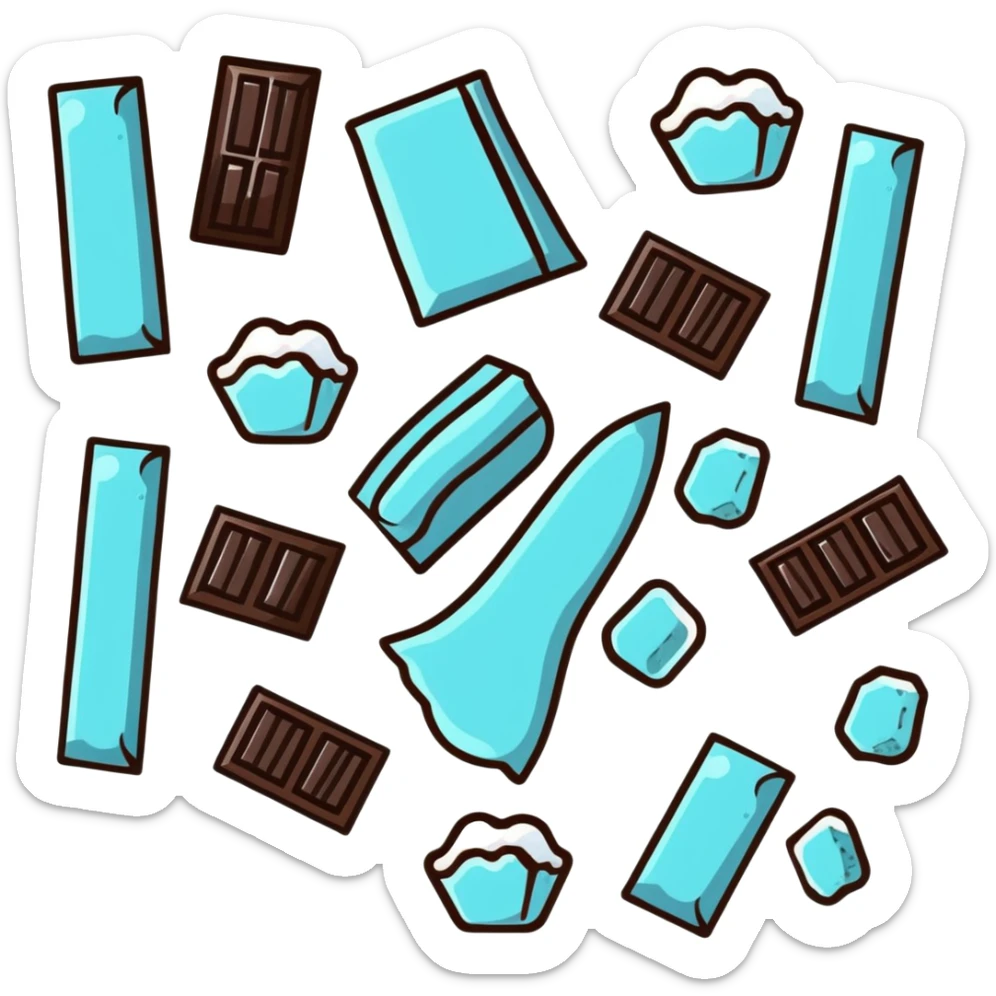 A piece of dark chocolate with sea salt crystals sprinkled on top sticker