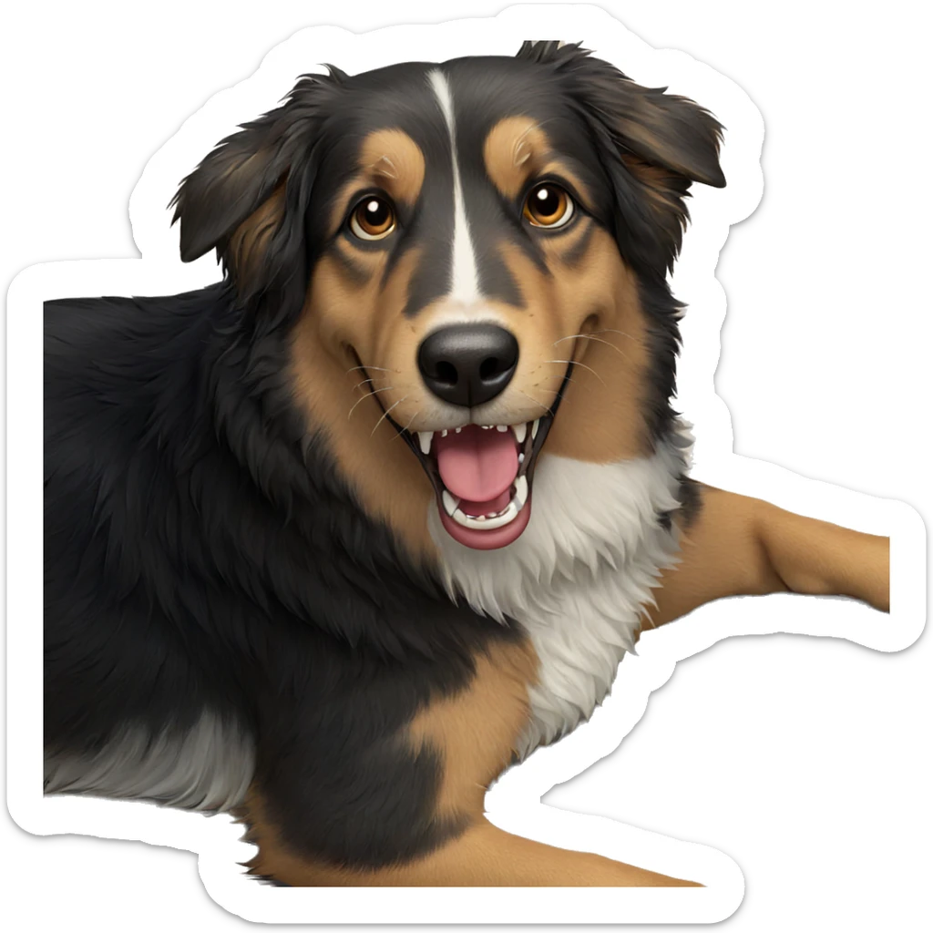 realistic dog with open mouth sticker