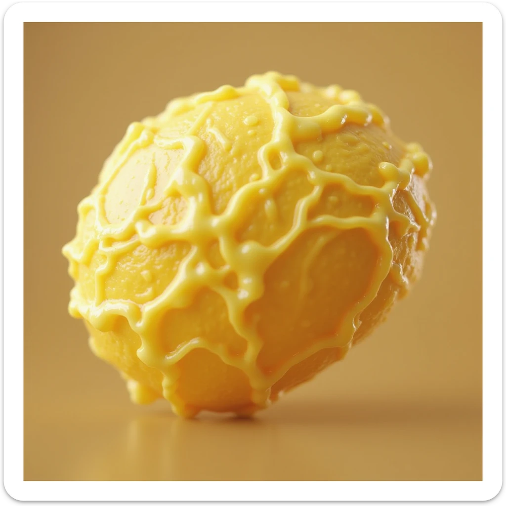 second hyperrealistic 3d yellow fat cell (adipocyte), no background sticker