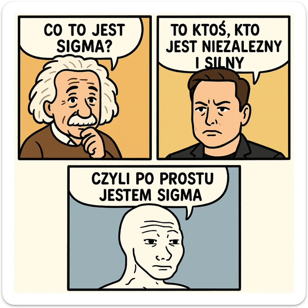 zrób komis, że ktoś jest "sigma" żart. Inspiruj się zanymi twarzami (in polish language) sticker