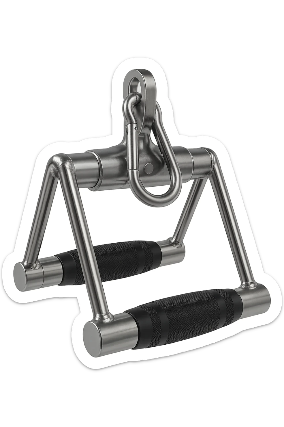 triangolo manubrio da palestra 3d fluttua in aria, iperrealistico 4k sticker