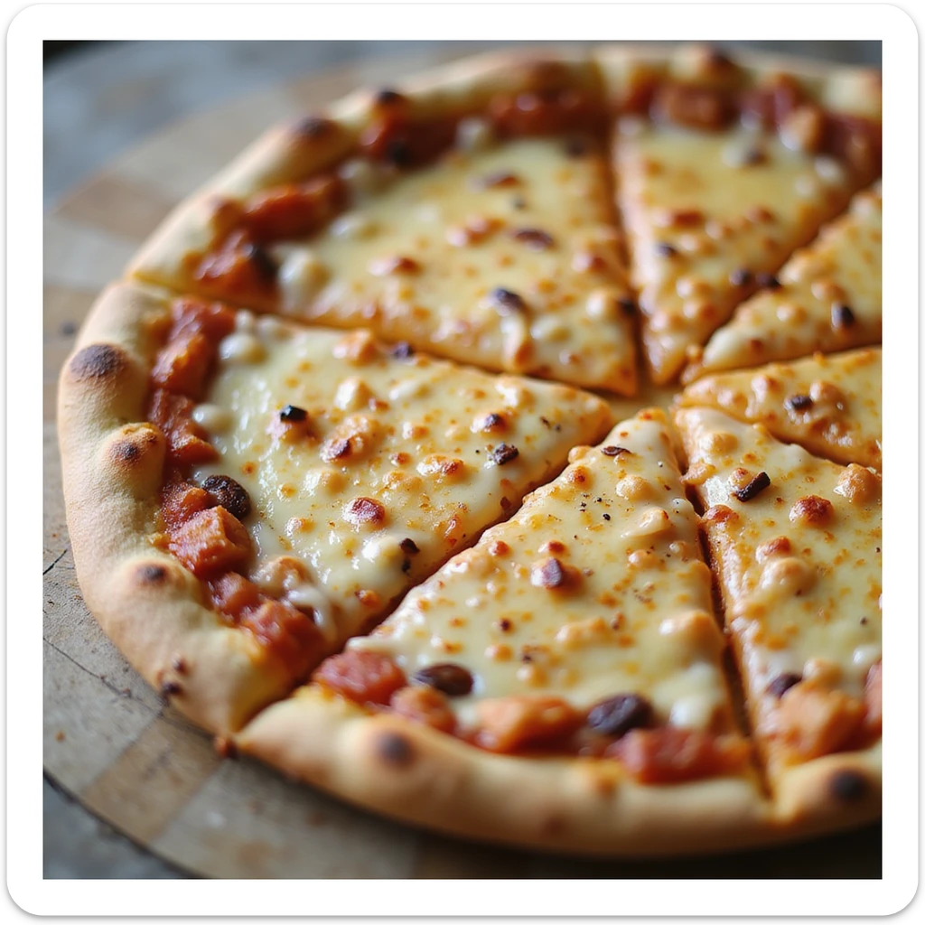 simple cheese pizza, no toppings, realistic style sticker