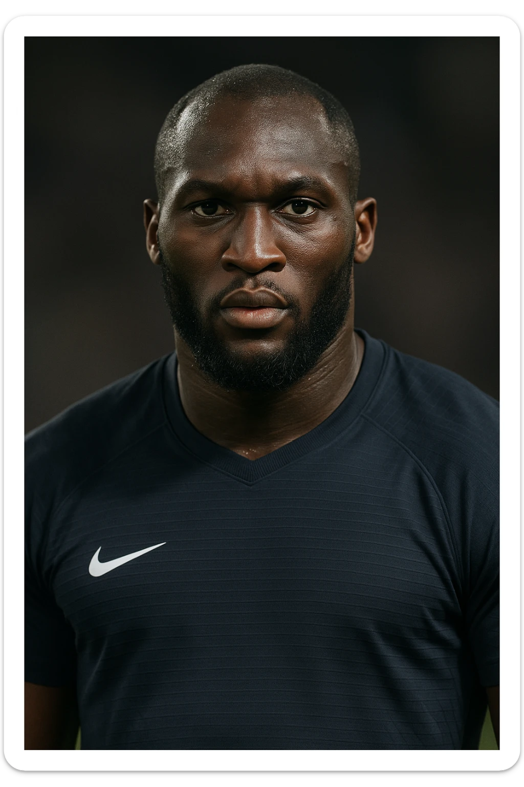 Romelu Lukaku as a powerful football striker, athletic build, short hair, realistic and detailed portrait sticker