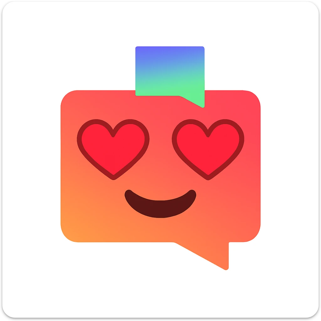 Turn the YumChat icon into a cute heart eyes emoji character, playful and loving, keeping the original colors and shape, in a cute emoji style. sticker