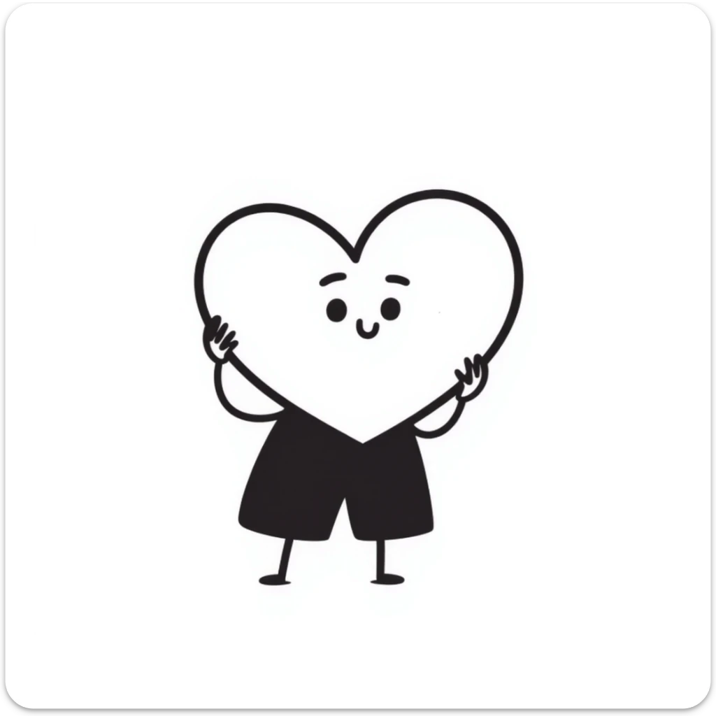 A hand-drawn heart cartoon character with cute face and arms, where the top curved parts of the heart clearly resemble butt cheeks sticker