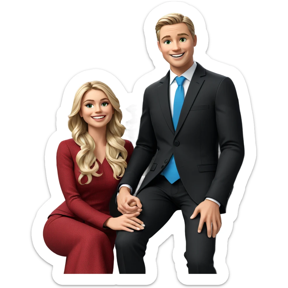 smiling couple in formal wear sticker
