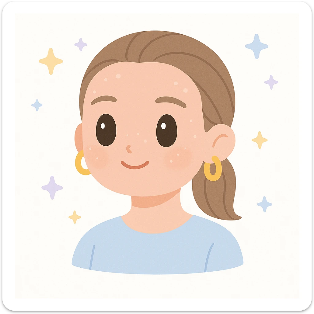clean girl aesthetic, minimal makeup, dewy skin, slicked-back hair, gold hoop earrings, soft neutral tones, modern and fresh look sticker